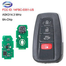 Llave remota inteligente de 3 + 1/4 botones ASK314.3MHz Fob 8a-chip FCC ID:14FBC-0351-US, compatible con RAV4 2018-2019 (mercado de accesorios) 2024 - compra barato