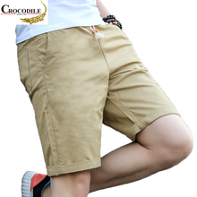 Bermuda masculina de algodão de crocodilo, bermuda masculina de verão na altura do joelho casual com bolso 2024 - compre barato