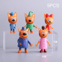 Bonecos de figuras de ação para crianças, 5 tamanhos de figuras de ação de gatos e três gatos felizes, brinquedos de figuras de gato, modelo de boneca de desenho para crianças, presente de natal 2024 - compre barato