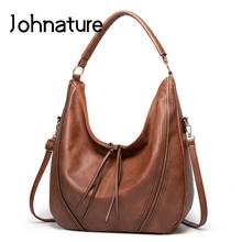 Johnature Fashion Tassel Hollow Out Women Bag 2022 New Soft Leather Casual Tote Leisure Handbag Large Capacity Shoulder Bags 2024 - buy cheap
