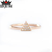 Anillos de plata Online de 925, anillo de oro rosa de 18K para celebridades, triángulo de diamante completo, anillo creativo de moda coreana sencilla para mujer y chica 2024 - compra barato