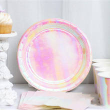 36pcs/set Rainbow Gold Foil Disposable Tableware Christmas Birthday Party Paper Plates Cups Straws Carnival Party Decor Supplies 2024 - buy cheap