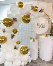 Kit de guirnalda de globos dorados y blancos para niños, 91 Piezas, arco, aniversario de boda, primer cumpleaños, Baby Shower, decoraciones para fiesta 2024 - compra barato