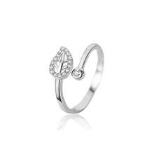 925 Sterling Silver Leaf Rings For Women Men Inlaid With Artificial Diamonds/Zircon Adjustable Open Ring Girls Birthday Present 2024 - buy cheap