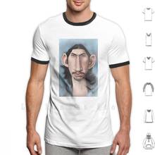 Camiseta de Adam Driver para hombre, camisa de gran tamaño, 100% algodón, caricatura, pelo Kylo Ren, héroe Popular, estrella de película masculina 2024 - compra barato