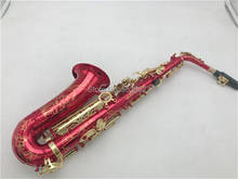Alto saxophone red Wholesale-Hot SALE Alto Eb Golden Sax Flat musical instruments professional saxophone Mouthpiece and case 2024 - buy cheap