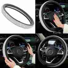 38CM  Car Steering Wheel Cover Crystal Sparkled Diamond Cover PU Leather Skidproof Steering Wheel Covers Protectors For Women 2024 - buy cheap