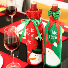 Красный/зеленый Санта Клаус Снеговик бутылки вина крышка подарочные сумки рождественские украшения для дома Рождественский Обеденный Стол держатели для подарков 2024 - купить недорого