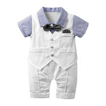 Summer Newborn Baby Rompers Gentleman Style Bow Tie Toddler Boy Clothes Cotton Short Sleeve Infant Onesies 3-24 Months Jumpsuits 2024 - buy cheap