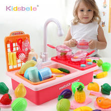 Kids Pretend Play Kitchen Sink Toys With Play Cooking Stove Pot Pan Play Cutting Food Utensils Tableware Accessories Girls Toys 2024 - buy cheap