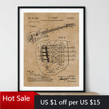 For Fender Bass Guitar Patent Prints Music Posters Art Blueprint Canvas Painting Picture Guitar Lover Gifts Wall Decor Room Deco 2024 - buy cheap