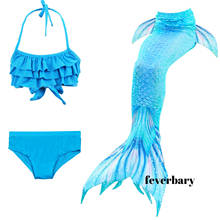 feverbary New Girl's 3Pcs Mermaid Tail Swimwear Children Costume Cosplay Bikini Swimsuit halloween costume  Beach Bikini 2024 - buy cheap