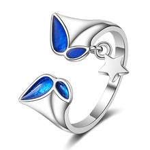 Женское кольцо с бабочкой, элегантное и очаровательное свадебное украшение с голубым кристаллом, вечерние украшения в Корейском стиле 2024 - купить недорого