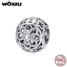 WOSTU Authentic 925 Sterling Silver Vintage Flowers Openwork Bead Charms fit Brand DIY Bracelet Bangle Jewelry Gift DXC899 2024 - buy cheap