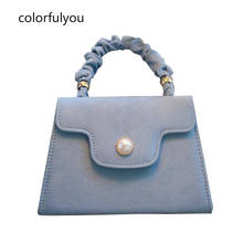 Элегантная женская сумочка, синяя сумка через плечо с жемчужной пряжкой, винтажные сумки-тоуты, Роскошные замшевые сумки, женские сумки, дизайнерские кошельки 2020 2024 - купить недорого