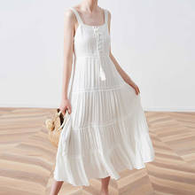 Женское длинное Хлопковое платье TEELYNN, винтажное белое платье-миди без рукавов, с открытой спиной и кисточками в стиле бохо, вечерние 2021 2024 - купить недорого