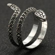 Snake Ring Serpent Cobra Jormungand Statement Exaggerated Antique Silver Color Vintage Fashion Amulet Animal Jewelry Wholesale 2024 - buy cheap
