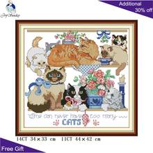 Joy Sunday Eight Kittens Cross Stitch DA280 14CT 11CT Counted and Stamped Eight Kittens Embroidery Needlework Cross Stitch Kits 2024 - compre barato