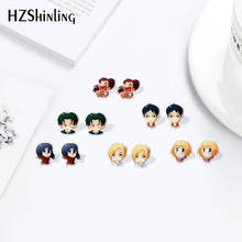 2021 Cartoon Acrylic Stud Earrings Handmade Crafts Resin Epoxy Attack on Titan Ear Jewelry for Girls 2024 - buy cheap