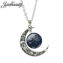 Joinbeauty aries câncer libra lua pingente de vidro cabochão imagem colar doze horóscopo clavícula corrente jóias artesanais xz01 2024 - compre barato