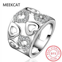 Женское кольцо с большим широким кристаллом, кольцо из стерлингового серебра 2020 пробы в форме сердца с большим пальцем, унисекс, ювелирные изделия, лучший подарок для мужчин и женщин, 925 2024 - купить недорого