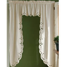 Cortina romana de algodón con bordado hueco, dobladillo grande Retro, Triangular, para puerta de armario de cocina, navidad 2024 - compra barato
