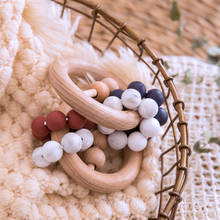 1pc Baby Rattles Bpa Free Beech Wooden Ring Teething Toys Food Grade Silicone Beads Nursing Baby Teether Wood Rattle 2024 - buy cheap