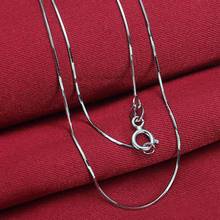 Real 18k White Gold Chain Women Luck Snake Chain Link Necklace 0.6mmW 16-18inches 2024 - buy cheap