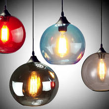 Nórdico moderno colgante desván 7 colores cristal lustre lámpara colgante decoración industrial luces accesorios E27/E26 para 2024 - buy cheap