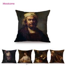 Dutch Rembrandt Realism Baroque Oil Painting Portrait Art Night Watch Famous Art Sofa Throw Pillow Case Linen Art Cushion Cover 2024 - buy cheap