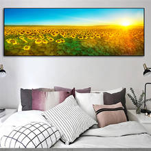 Nordic HD Sunflower Sunrise Landscape Oil Painting on Canvas Posters and Prints Wall Art Pictures Cuadros for Living Room Decor 2024 - buy cheap