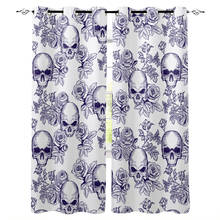 Purple Skull And Rose Pattern Window Curtains Living Room Kitchen Curtains for Bedroom Left and Right Biparting Open Curtains 2024 - buy cheap