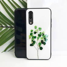 Tempered Glass Case For Huawei honor 20 Pro 20i Simple Slim Glossy Green plant Peony Hard Cover For Huawei honor 20 phone Casing 2024 - buy cheap