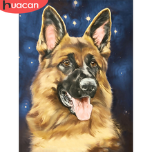 Huacan 5d diy pintura diamante cão quadrado completo broca redonda diamante bordado imagem animal de strass artesanato arte da parede 2024 - compre barato
