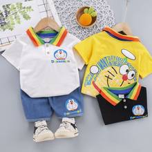 2021 Summer New 0-4 Years Old Baby Boy Girl Children's Suit Cartoon Doraemon Print Short Sleeve + Shorts Two-piece Sets 2024 - buy cheap