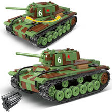 KV-1 de tanque principal del ejército soviético, serie militar de la Segunda Guerra Mundial, tanque pesado, Arma de soldado, modelo DIY, bloques de construcción, juguetes, regalos 2024 - compra barato