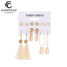 2019 New Seashells Drop Earrings Set For Women Statement Tassel Dangle Earring Pendientes Mujer Fashion Ear Studs Jewelry 2019 2024 - buy cheap