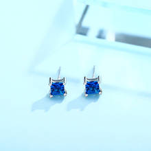 Fashion Jewelry Blue Square Stone Stud Earring AAA Zircon Women Earrings For Wedding Birthday Gifts 2024 - buy cheap