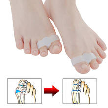 Separador de dedo gordo del pie, Protector de dedos de Gel de silicona, Corrector de pedicura, herramienta para el cuidado de los pies, 2 agujeros, 1 par 2024 - compra barato