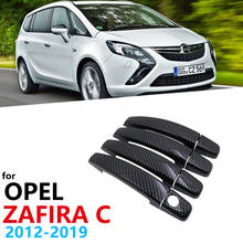 Gloss Black Carbon Fiber Door Handles Cover Trim  for Opel Vauxhall Zafira C Tourer Present 2012~2019 Car Accessories Stickers 2024 - buy cheap