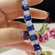 Charm Sapphire Diamond Bracelet 100% Real 925 Sterling Silver Engagement Wedding Bangle Bracelets for women Bridal Jewelry 2024 - buy cheap