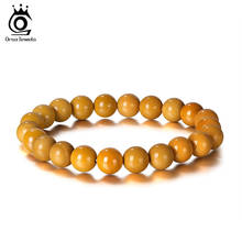 ORSA JEWELS Yellow Mookaite Bracelet for Women Men Natural Stone Bracelet Elastic 8mm Round Beads Buddha Beads Bracelet GMB23 2024 - buy cheap