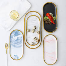 1Pc Nordic Creative Ceramic Marble Storage Tray Oval Jewelry Organizer Food Dessert Storing Dish Desktop Decorative Holder 2024 - buy cheap
