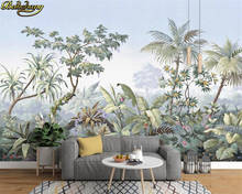 beibehang European retro nostalgic palace hand painted coconut tree rain forest oil painting custom 3d wallpaper mural 2024 - buy cheap