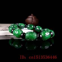 Pulseira personalizada verde esmeralda natural, bracelete elástico jadeite, acessórios de moda, esculpido à mão, amuleto de sorte 2024 - compre barato