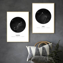 Pintura en lienzo de 12 Constelaciones nórdicas para niños, póster e impresión de astrología, señal geométrica minimalista, imagen artística de pared para guardería 2024 - compra barato