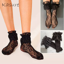 KASURE Transparent Flower Pattern High Socks Ladies Sexy Mesh Sock With Lace Fringe Spring Summer Cool Socks For Women 2024 - buy cheap