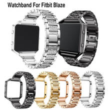 Pulseira de aço inoxidável strass pulseira de luxo com moldura para fitbit blaze relógio inteligente nova banda pulseira relógio acessórios 2024 - compre barato