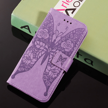 Роскошный чехол-бабочка для iPhone 13 12 Pro Max Mini 11 8 7 Plus SE 2020 X XS Max XR, кожаный чехол-книжка с 3D тиснением 2024 - купить недорого