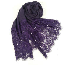 S8 10pcs High quality big lace cotton hijab pearl shawl women scarf/scarves 180*90cm  wrap headband 2024 - buy cheap